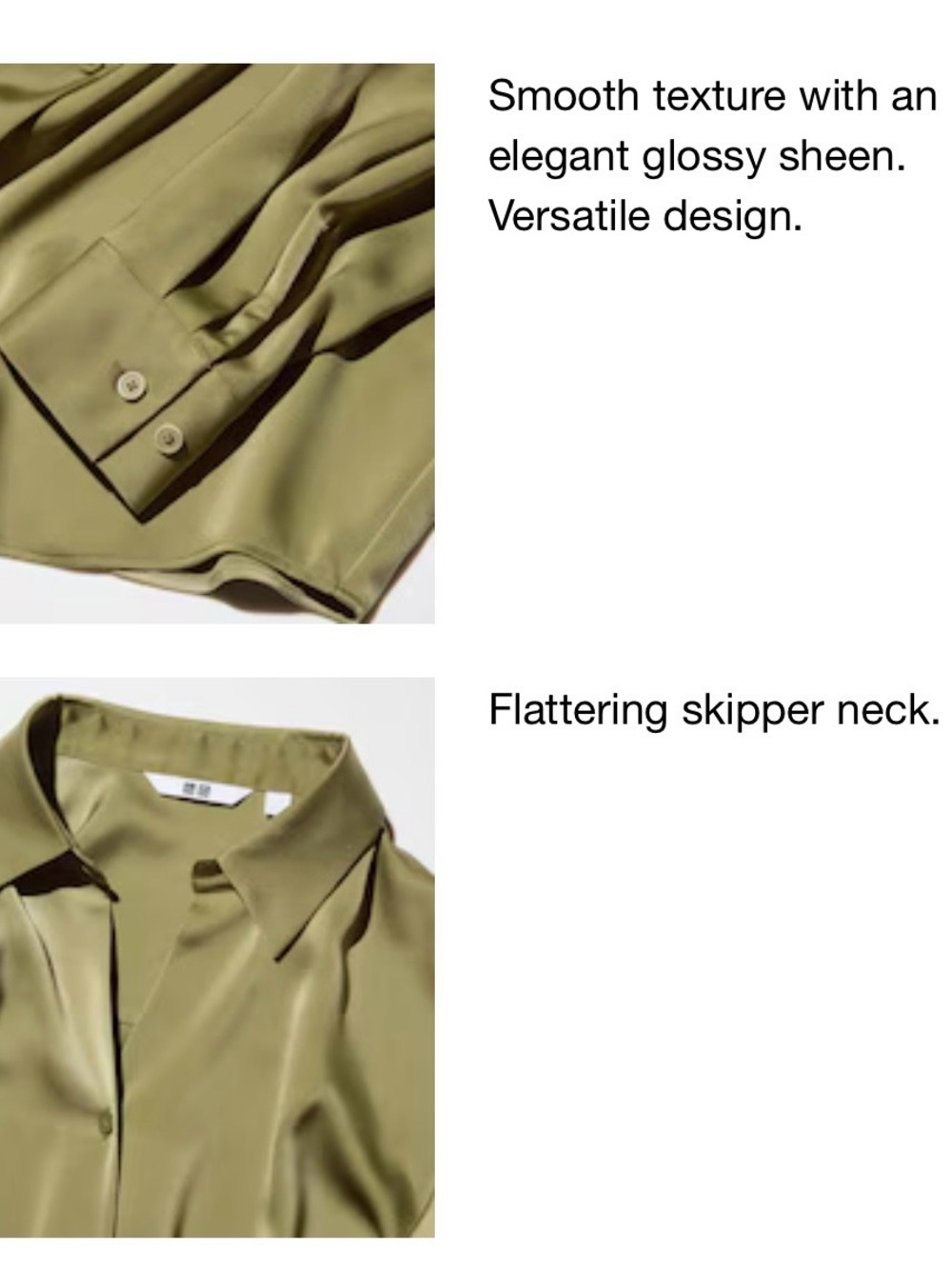 UNIQLO Women’s Satin Button Down Blouse in Green Sz L - Picture 3 of 7